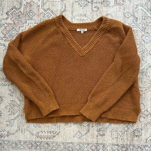 Madewell Burnt Orange V-Neck Sweater Chunky Knit Oversized